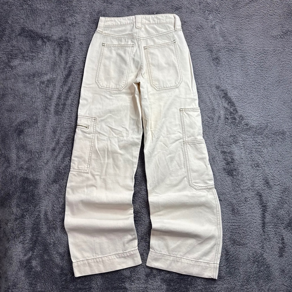 Wild Fable Womens High Rise Cargo Pants Cream Off White Wide Leg Size 00R